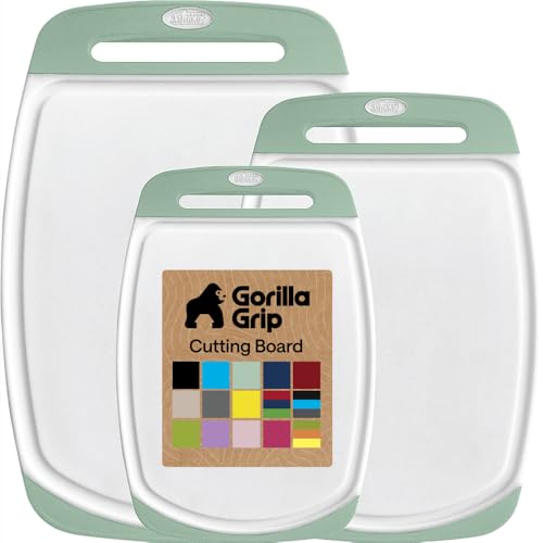 BPA Free Reversible Kitchen Cutting Board (Mint/White / Large (Pack of 3))
