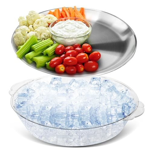 1 Set 11.8" Chilled Serving Tray Compartments for Parties (Natural)