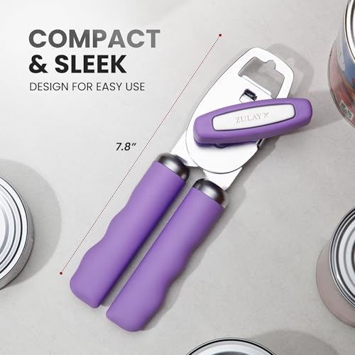 Manual Can Opener Heavy Duty Patented Stainless Steel (Lavender / Comfy Grip)