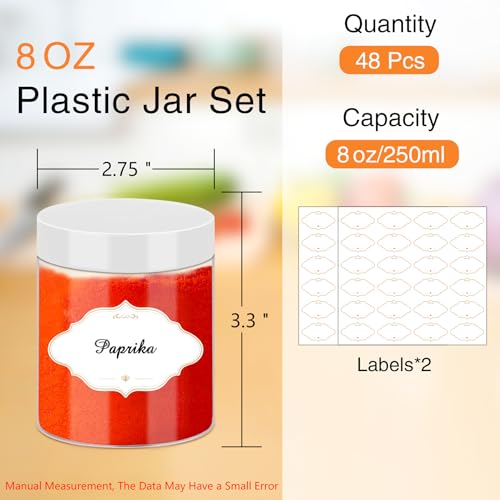 8 OZ Plastic Jars (8OZ 48Pcs White)