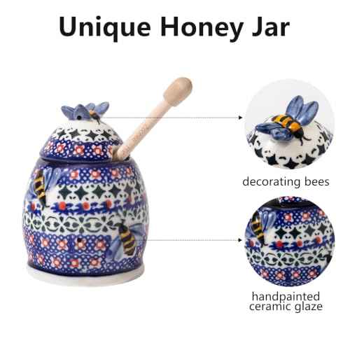 10oz Handpainted Ceramic Honey Dispenser (Starry Petals)