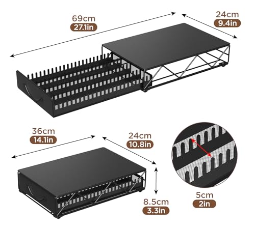 Coffee Pod Holder Drawer Compatible with Nespresso (Pure Black)