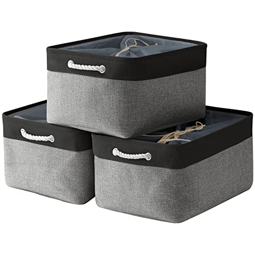 Organization and Storage Basket for Organizing (Black&Grey / 3PCS/X Large -17.7Lx13.8Wx9.8H)