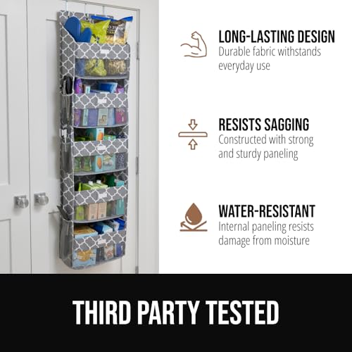 Over The Door Organizer Storage (Gray Quatrefoil / 5 Shelf)
