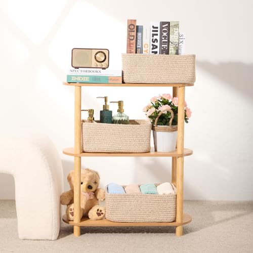 Small Storage Baskets for Organizing (4pcs-L13xW8.5xH5.1" / Brown)