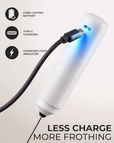 Rechargeable Milk Frother Handheld (Winter White / Rechargeable Z1 Motor Max)