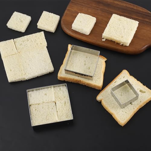 Square cookie cutters ANCKNE Stainless Steel Rectangle Biscuit Molds Square Pastry Molds Fondant Cake Cookie Cutter Set (Square)