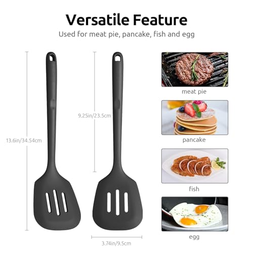Silicone Turner Slotted Spatula (Black / 13.6")