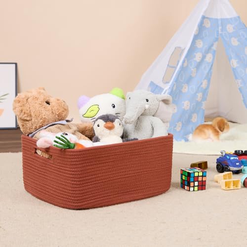 Large Storage Baskets for Shelves (2pcs-L17×W13×H7.5" / Oxide Red)