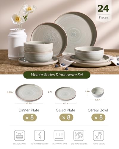 Meteor 24 Piece Stoneware Dinnerware Set (Matcha Green / Service for 8 (Standard Dinner Set))
