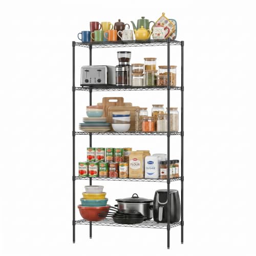 5 Tier Wire Shelf (Black / 36×14×72)