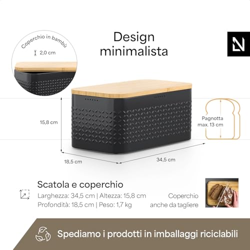 Bread Box for Kitchen Countertop (Carbon Black)