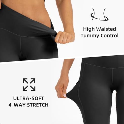 Butt Lifting High Waist Leggings for Women Buttery Soft Yoga Pants with Pockets Moisture (Medium / Black)