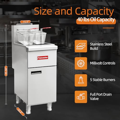 Commercial Deep Fryer with 2 Baskets (Natural Gas 40 lb)