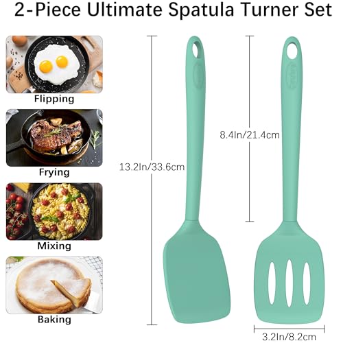 2 Pack Silicone Spatula Set (PureAquaGreen)