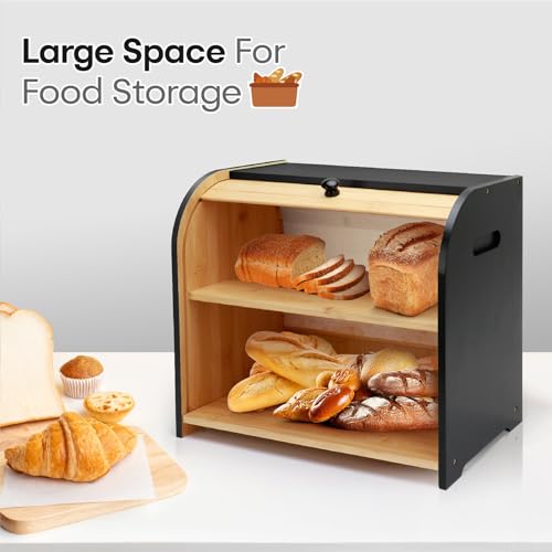 Bamboo Bread Box for Kitchen Countertop