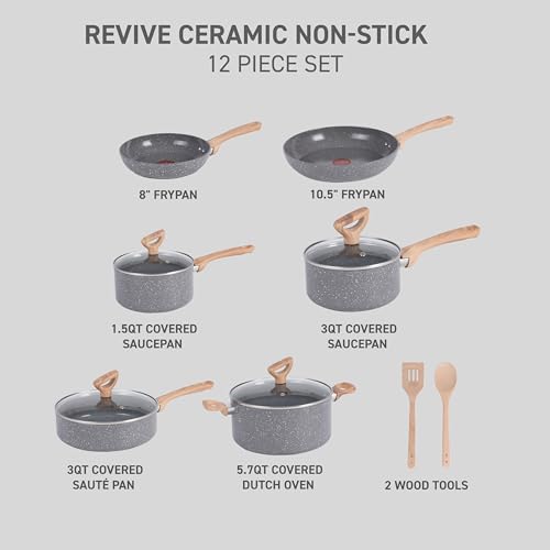 Revive Ceramic Cookware Sets (Stone Gray / 12-Piece)