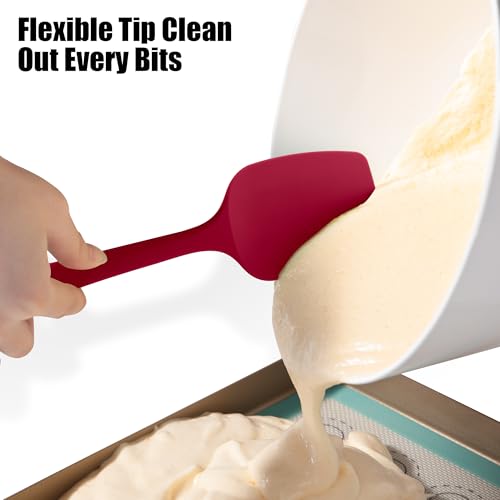 600°F Heat Resistant Silicone Large Spoon (11.4in (Spoon Spatula) / Red)