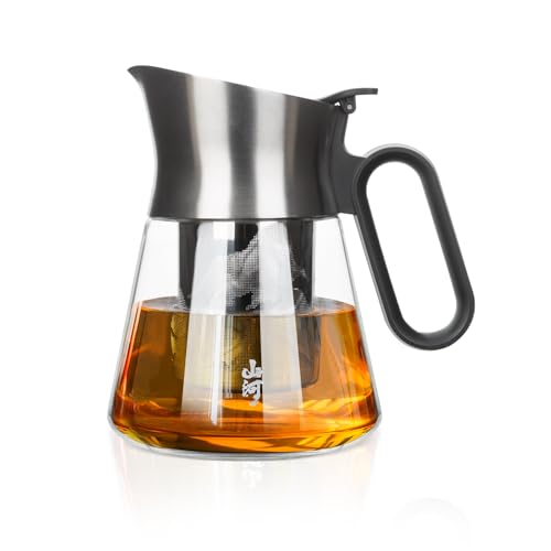 17 oz Small Glass Teapot with Infuser For Loose Leaf Tea Steeper (17 oz (No Cups))