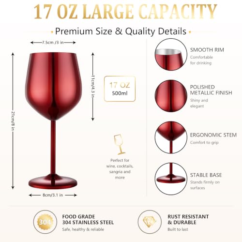 Unbreakable Stainless Steel Wine Glasses Set of 2 (2 Count)