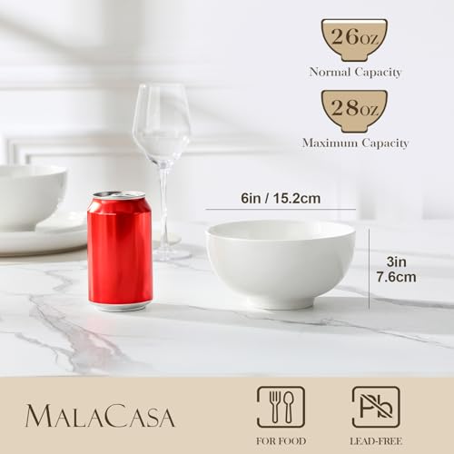 26 Oz White Ceramic Soup Bowls of 4 (White / 26OZ (4PCS ))
