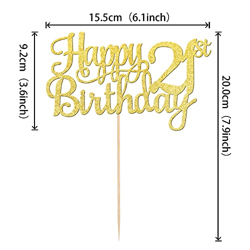 1 PCS Happy 21st Birthday Cake Topper (Gold / 21st)
