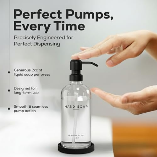 Glass Hand Soap Dispenser Bathroom Set by Brighter Barns (Clear H)