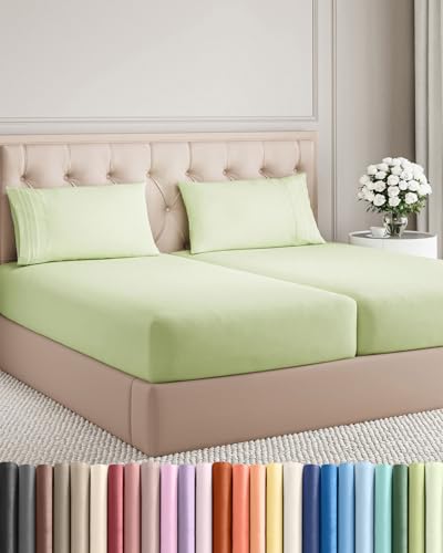 Split King Size 5 Piece Sheet Set (16 - Light Sage Green / Split King Size)