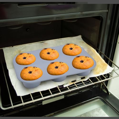 6 Cups Silicone Mini Muffin Pan Set (Set of 2--6 Cups (Gey+Grey))