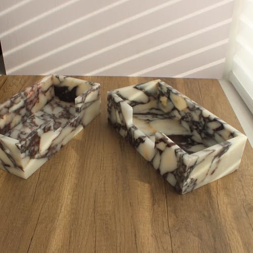 Natural Calacatta Viola Marble Napkin Holder 9.8"x4.9"x2.8" (9.8" × 4.9" × 2.8" - Guest Towel Calacatta)