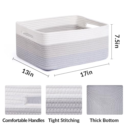 Large Storage Baskets for Organizing (4pcs-L17×W13×H7.5" / Gradient Grey)