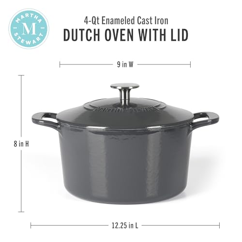 Gatwick 4 Quart Enamel Cast Iron Dutch Oven (Gray / 4-Quart)