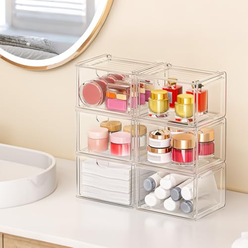 6 Pack Stackable Acrylic Storage Drawers (6 Small)
