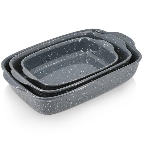 Ceramic Bakeware Dish Set of 3 (Grey)