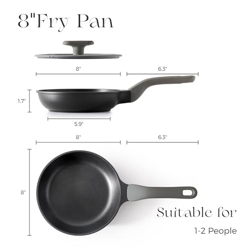 Nonstick Frying Pan with Lid (8" W/Lid / Black Sesame)