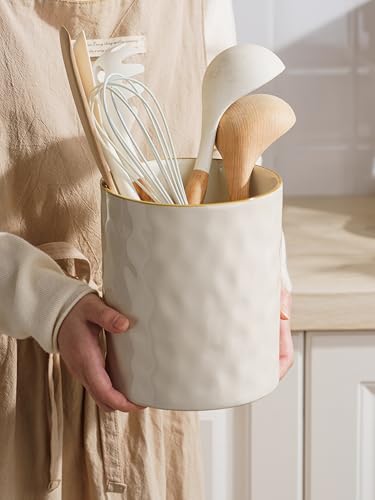 Ceramic Utensil Holder (Vanilla White)
