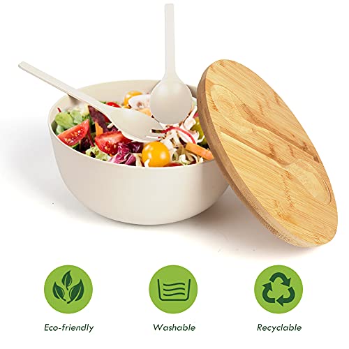 Large Salad Bowl with Lid (White)