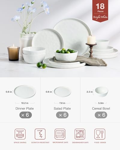 Mars Stoneware Dinnerware Set for 6 (White / Set(18pcs))