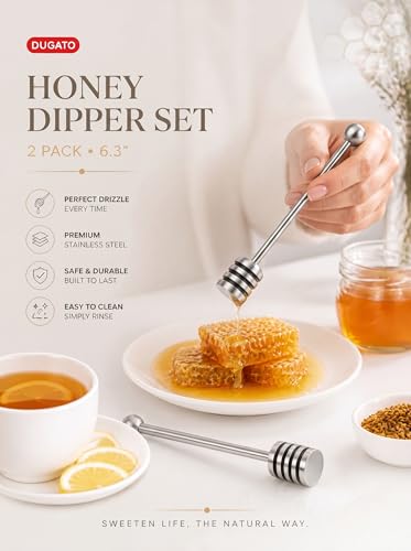Honey Dipper 6.3 in 304 Stainless Steel Syrup Server Stick (Silver)