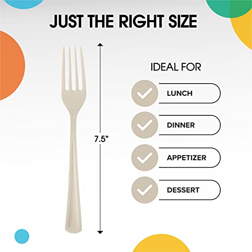 Ivory Plastic Forks 200 Pieces Ivory Forks Disposable Utensils Heavy Duty Plastic Cutlery Set Disposable Cutlery Sets Flatware Sets Silverware Set Party Supplies & Party Tableware (Ivory / Forks)