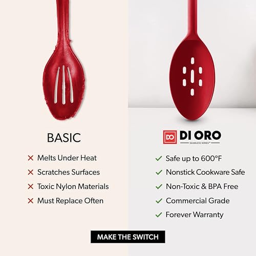 DI ORO Silicone Cooking Spoons (Red)