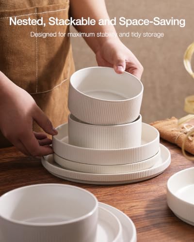 Star Stoneware Dinnerware Sets for 8 (Matte White)