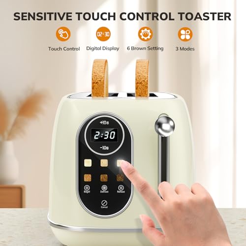 Smart Touch Screen Toaster 2 Slice (Extra Wide Slot / Beige)