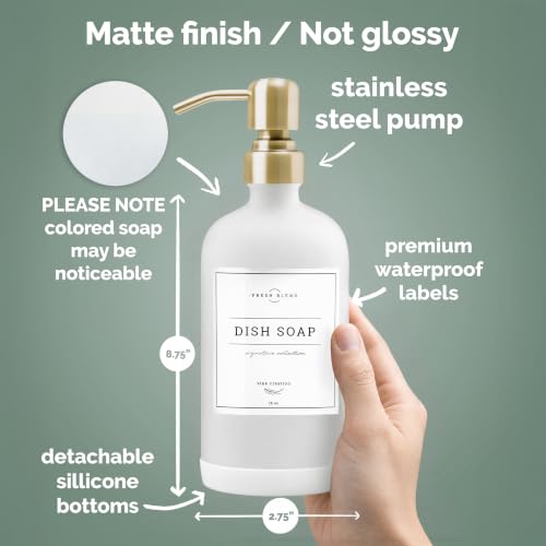 White Glass Soap Dispenser (Matte White Bottle / Brushed Gold Pump)