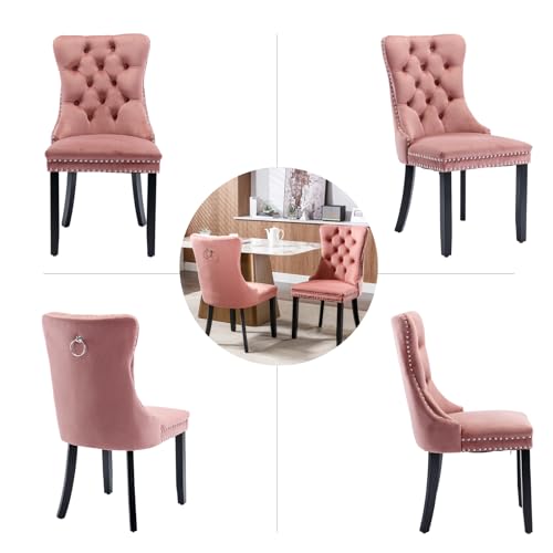 Pink Velvet Dining Chairs Set of 4