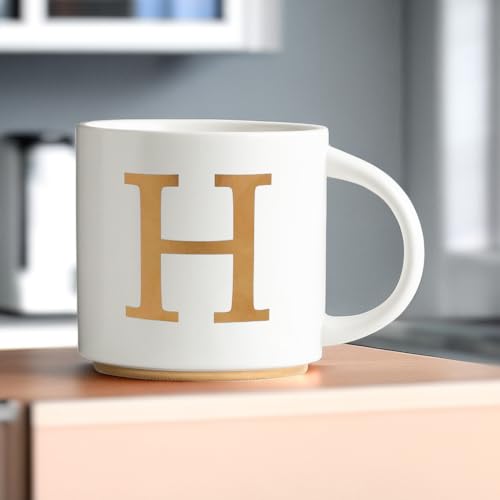 Monogram Ceramic Mugs (gold-H)
