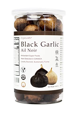 Black Garlic Made in Canada Whole Black Garlic Bulbs Fermented for 90 Days (8.82 Ounce)