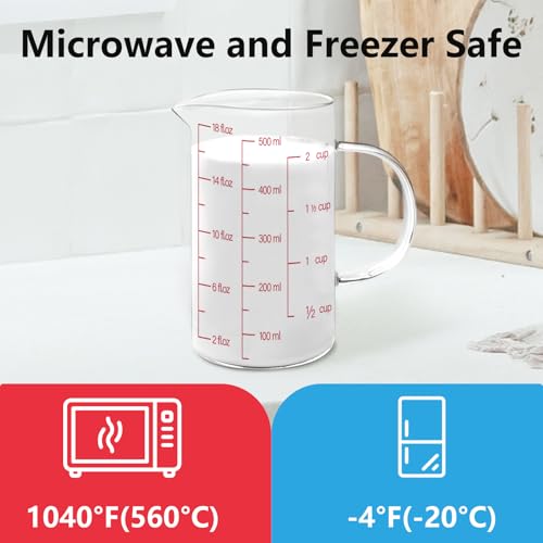 18OZ 500ML Glass Measuring Cup (18Oz/2Cups/0.5L)