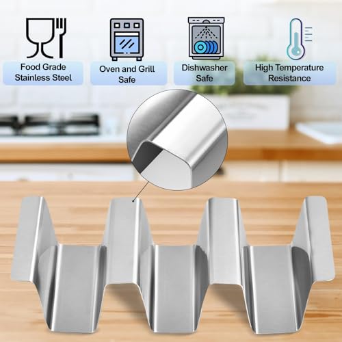 Stainless Taco Holders Set of 4 Stand Holders for 3 Tacos