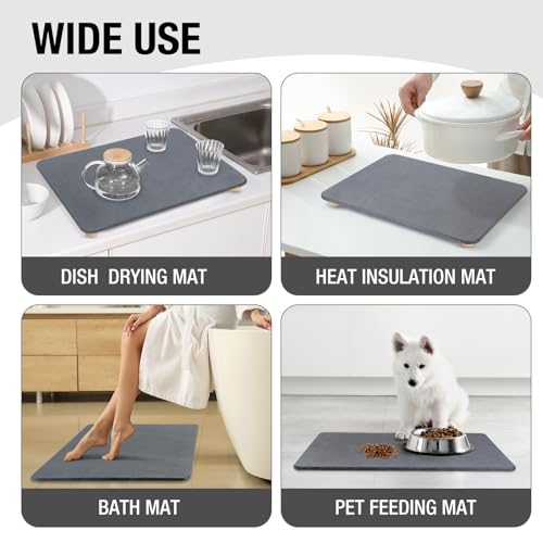 Large Stone Dish Drying Mat for Kitchen Counter (18" x 14")